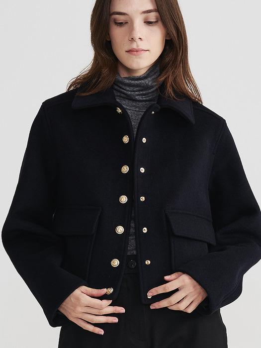 6604  스냅 크롭 자켓 (네이비)