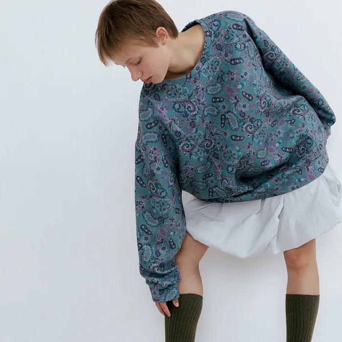 Paisley Printed Sweatshirt_Haze Green