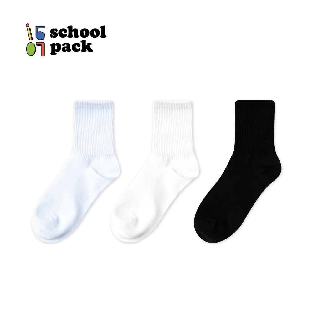 [10PACK] 1507 스쿨팩 삭스 - 스노우화이트/화이트/블랙