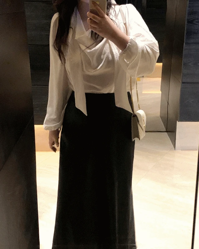 🫧[모델소장] 소르 드레이프 타이 블라우스