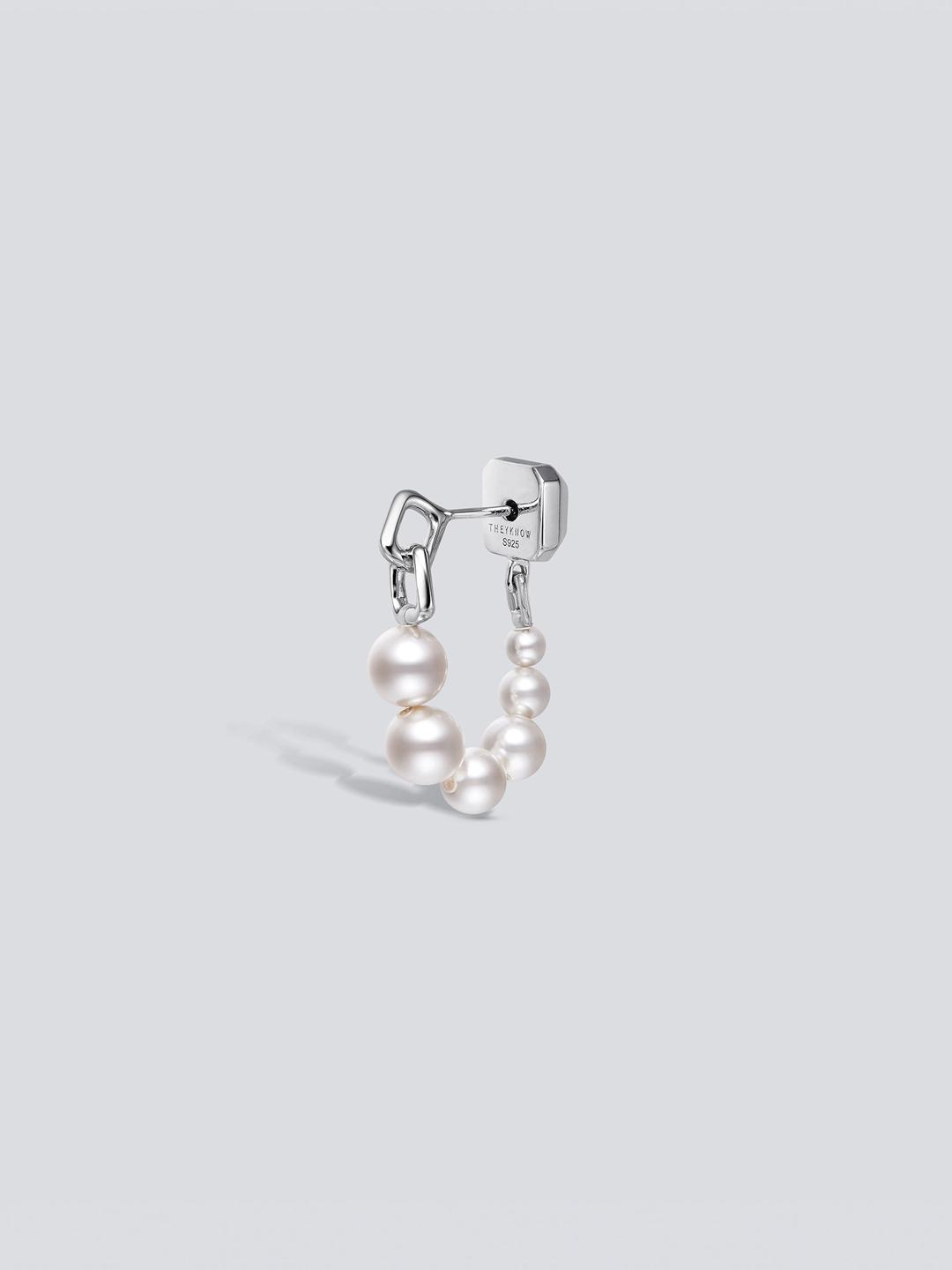 Beaded Pearl Soft Hoop Earring