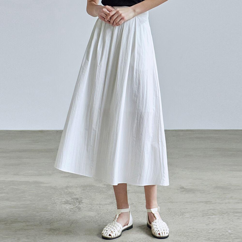 FLARED PINTUCK SKIRT_IVORY