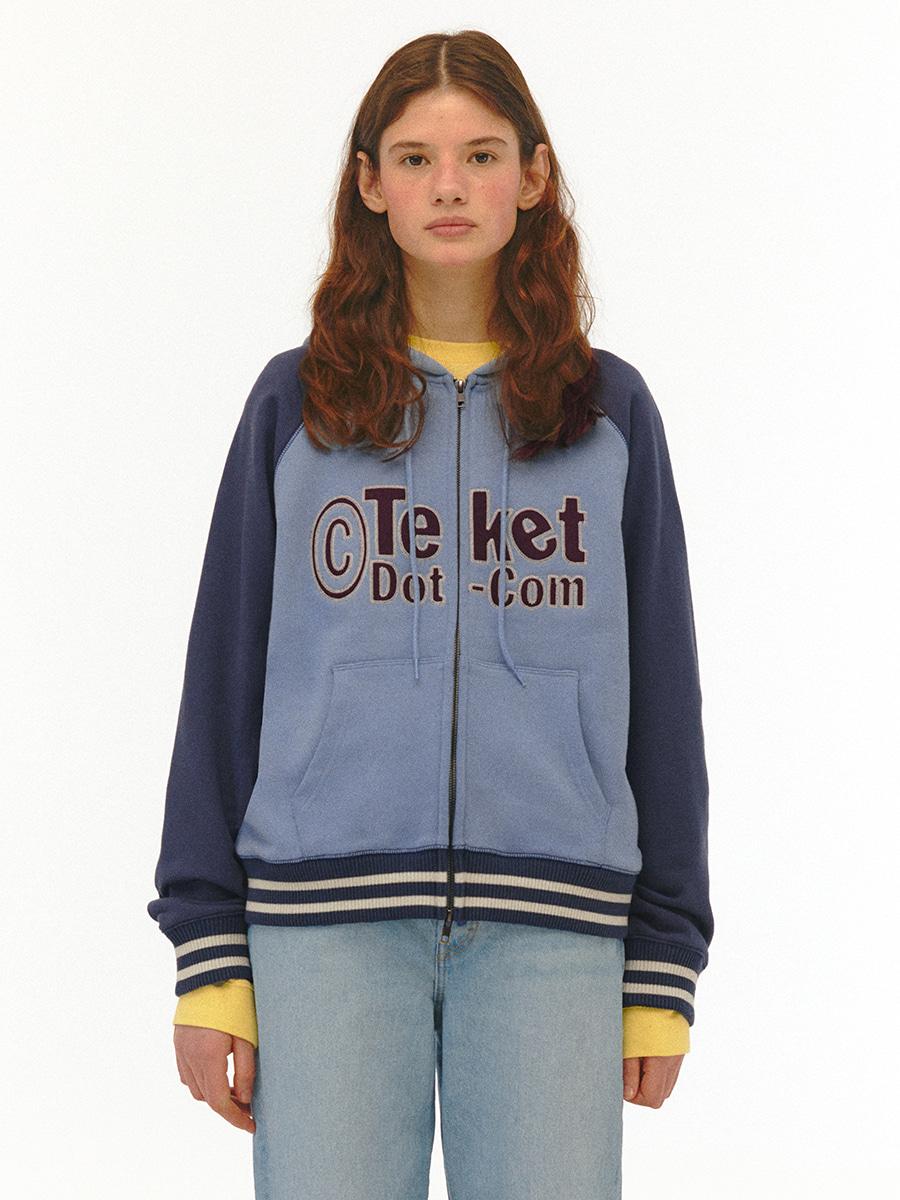 Tilted Zip-Up Hoodie Blue