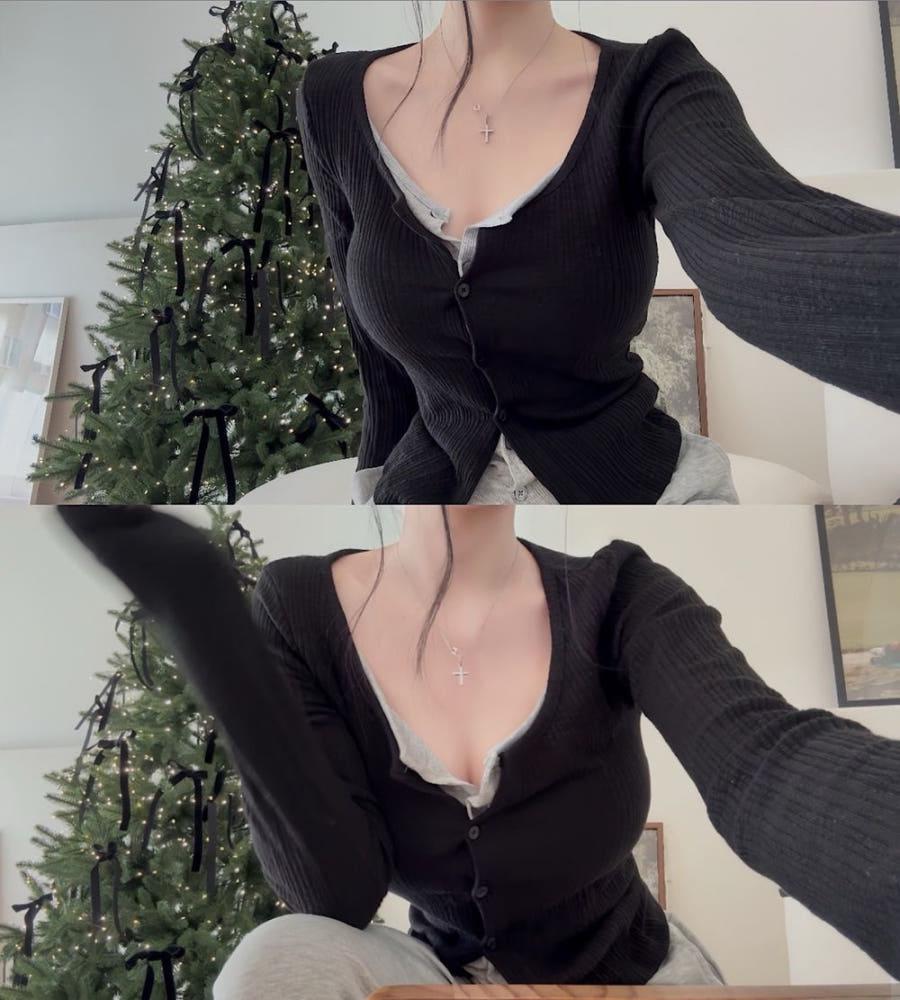 두겹 레이어드 가디건 t