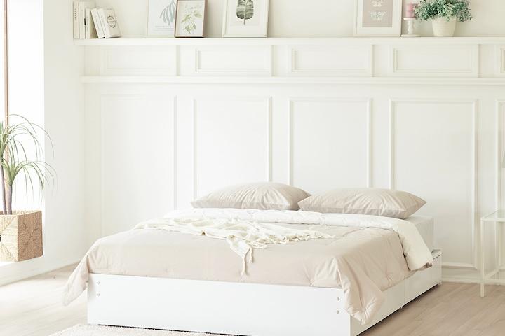 [매트리스 포함] 미니피스 와이드 수납형 무헤드 침대 S/SS/D/Q