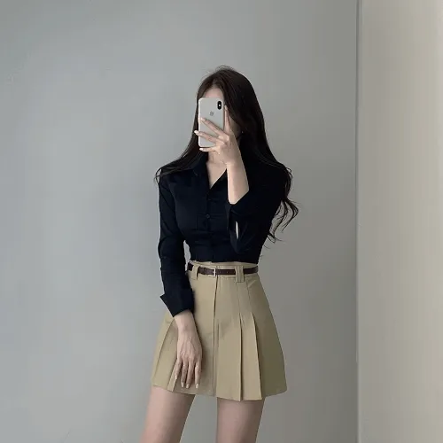 [🚀당일발송🚀](러블리유니크ღ,벨트포함) 프렌 핀턱 플리츠 A라인 미니 스커트 3color