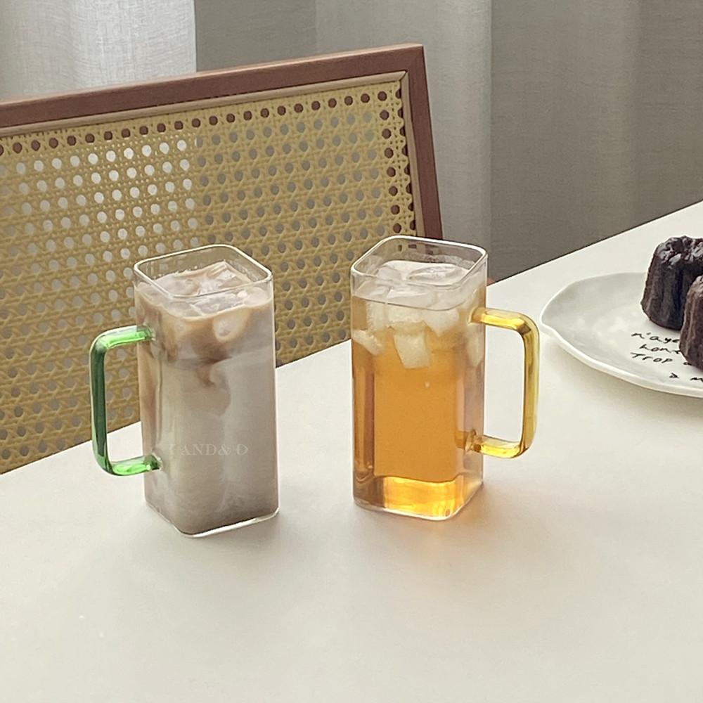 사각 맥주잔 예쁜 유리컵 홈카페 글라스 얼음컵