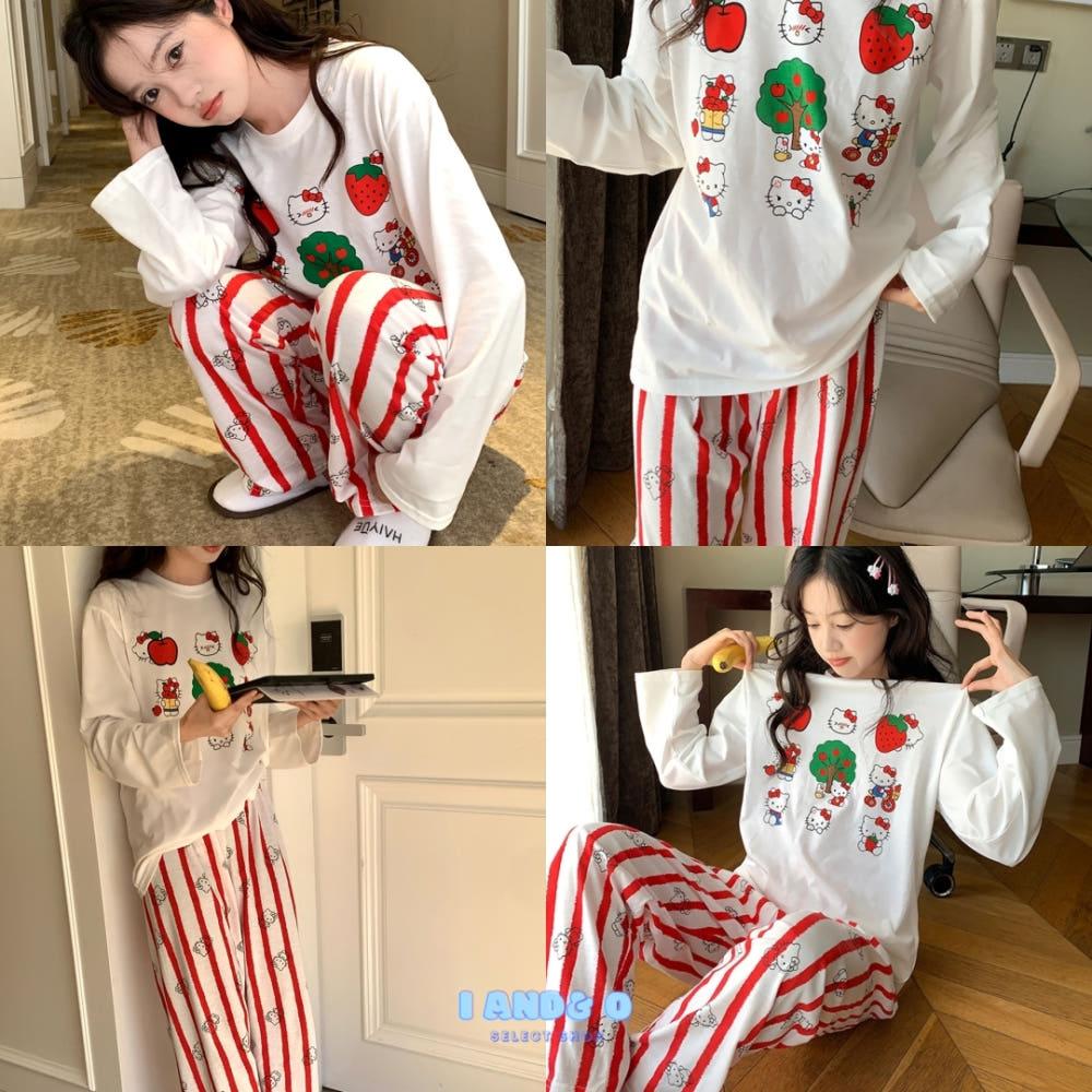 아이앤드오 Apple Kitty Pajamas 투피스 잠옷 홈웨어