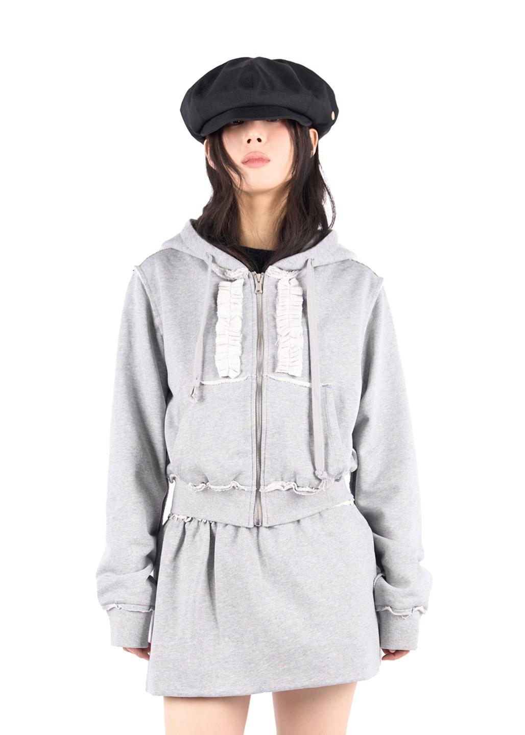 FRILL HOOD ZIP-UP