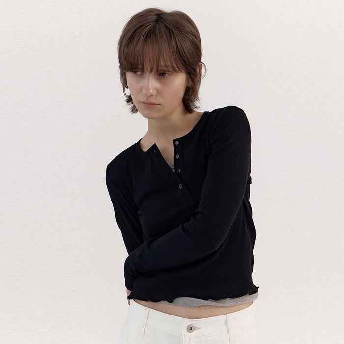 [8차/예약배송] Button t-shirt (black)