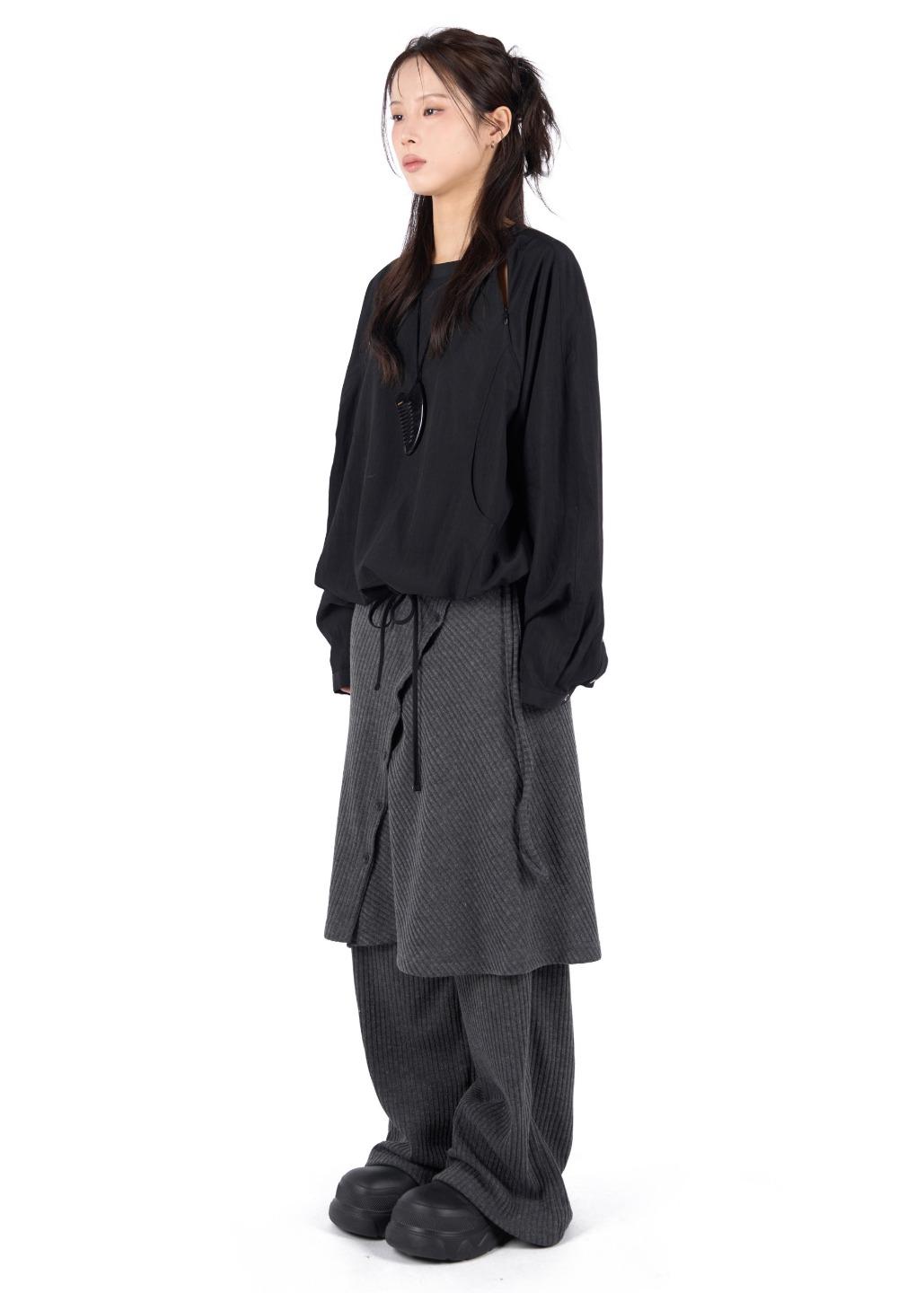 릿킴 RIBBED BUTTON SKIRT PANTS