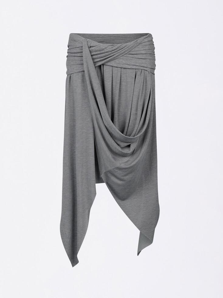 Draping Unbalance Skirt Melange Gray