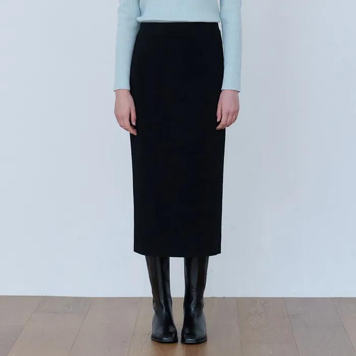 시에나 울 블렌드 롱 스커트 (black)