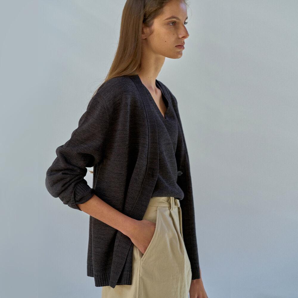 One button paper cardigan (Dark gray)