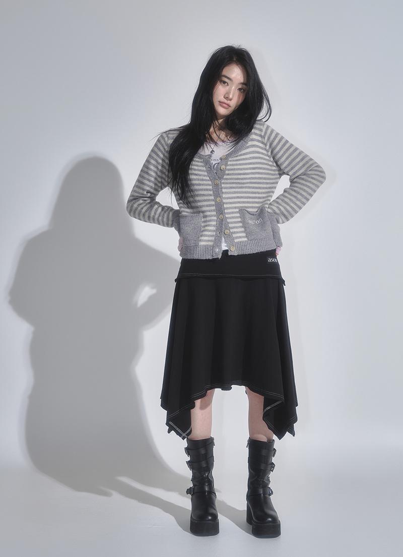 LENA UNBLANCE SKIRT / BLACK