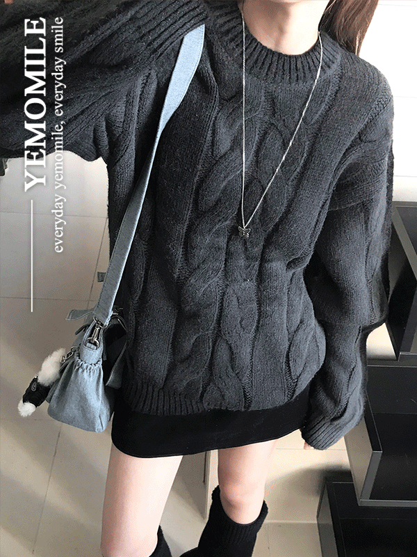 예모마일 비스켓 루즈 꽈배기 니트 (unisex)