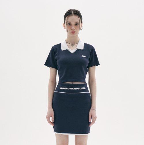 BCG 베이직 크롭 카라티 & 밴딩 스커트 SET-UP 네이비