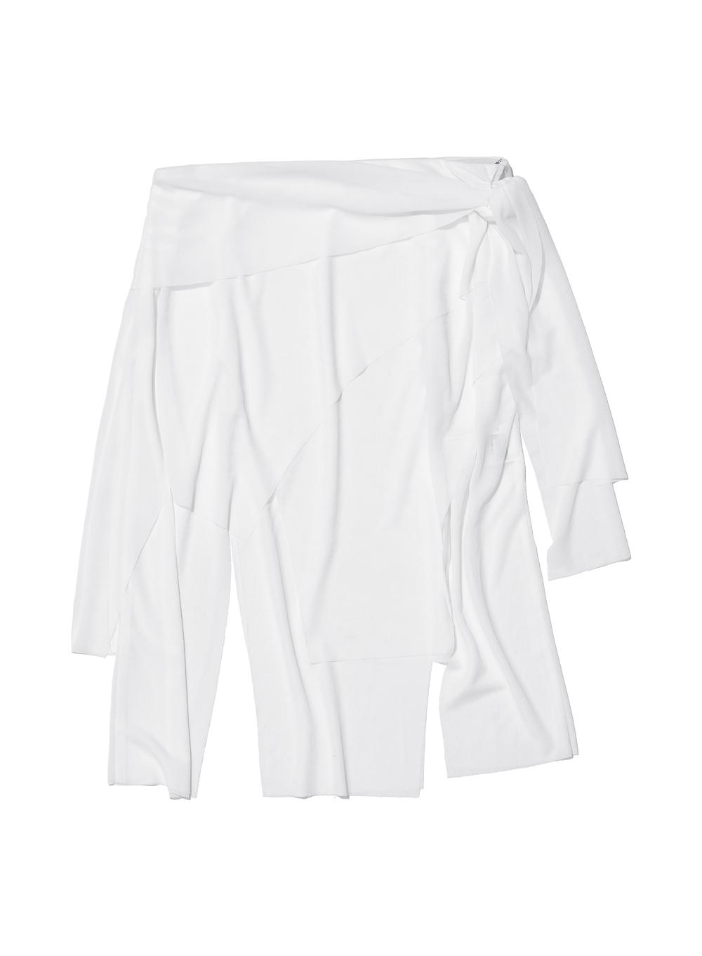 [WOMEN] BOW-TIE PANELED MIDI SKIRT_WHITE