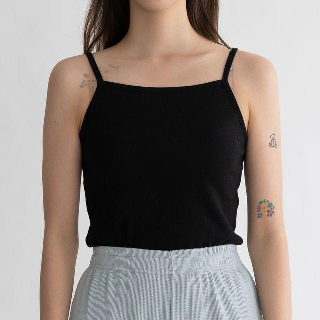 스퀘어넥 데일리 이너 레이어드 무지 슬림 기본 끈나시 섹시탑 여름나시