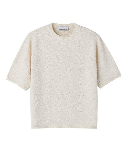 라운드넥 팬시 니트탑_아이보리