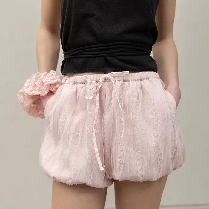 Textured Balloon Shorts - Indi Pink