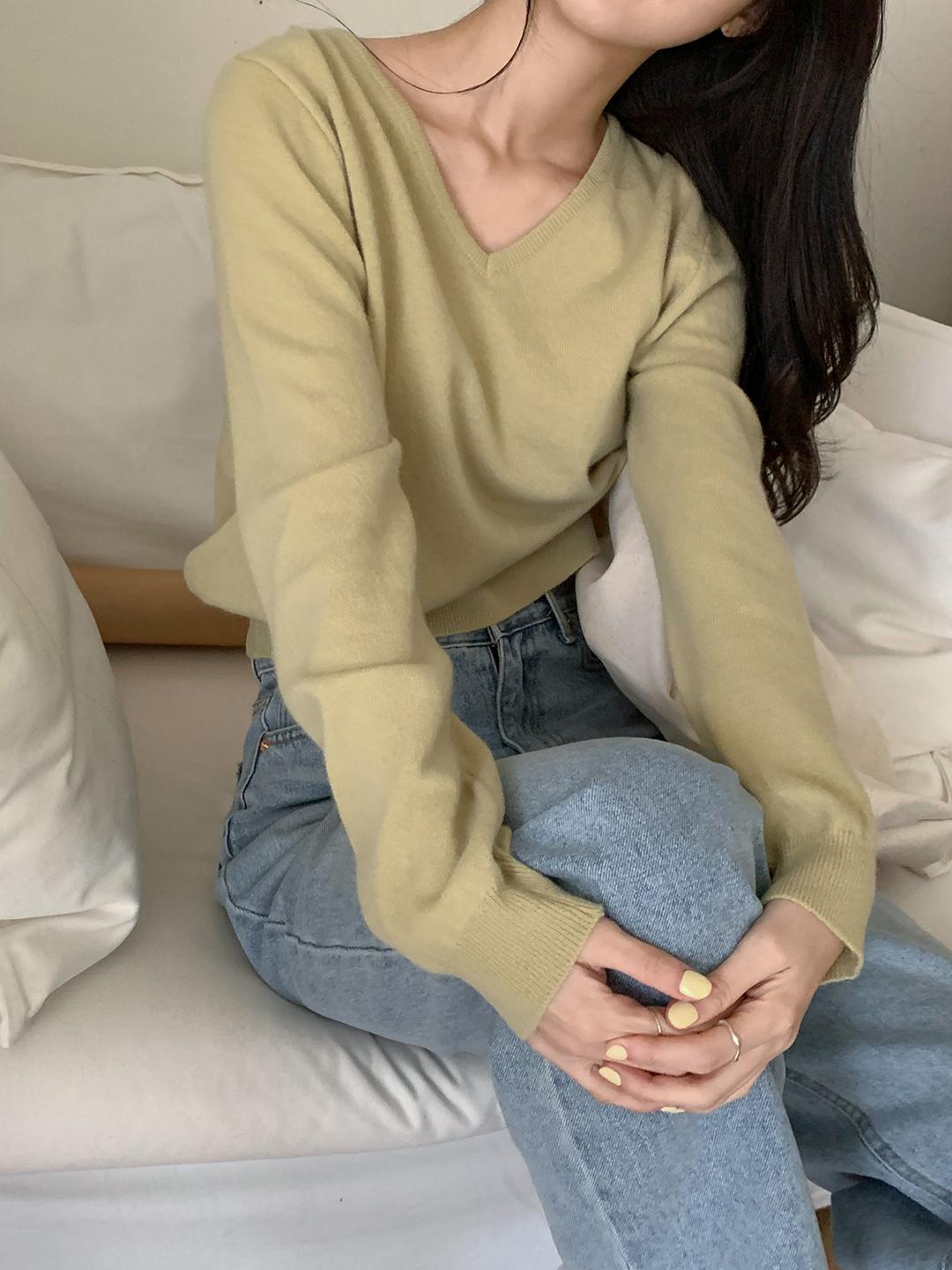 소프 브이넥 니트 5color