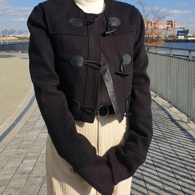 소매니트 떡볶이단추 안감누빔 숏코트 자켓