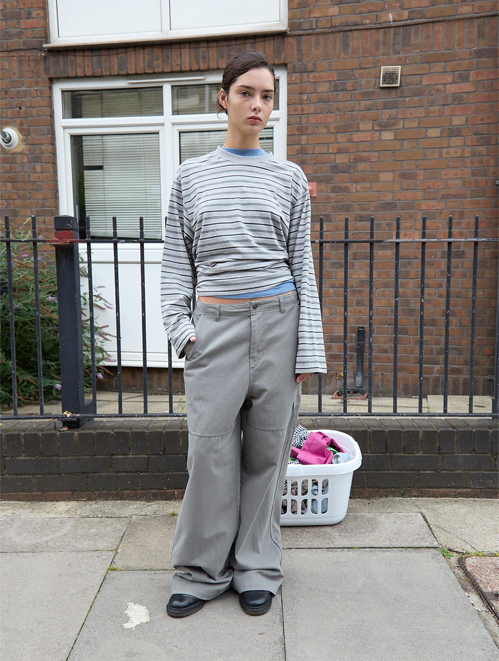 [12/16 예약배송] Long Sleeve Striped T-Shirt_Charcoal Grey