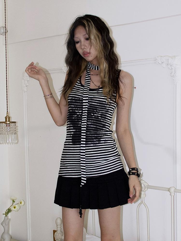 Steam Fish Subculture Striped Sleeveless