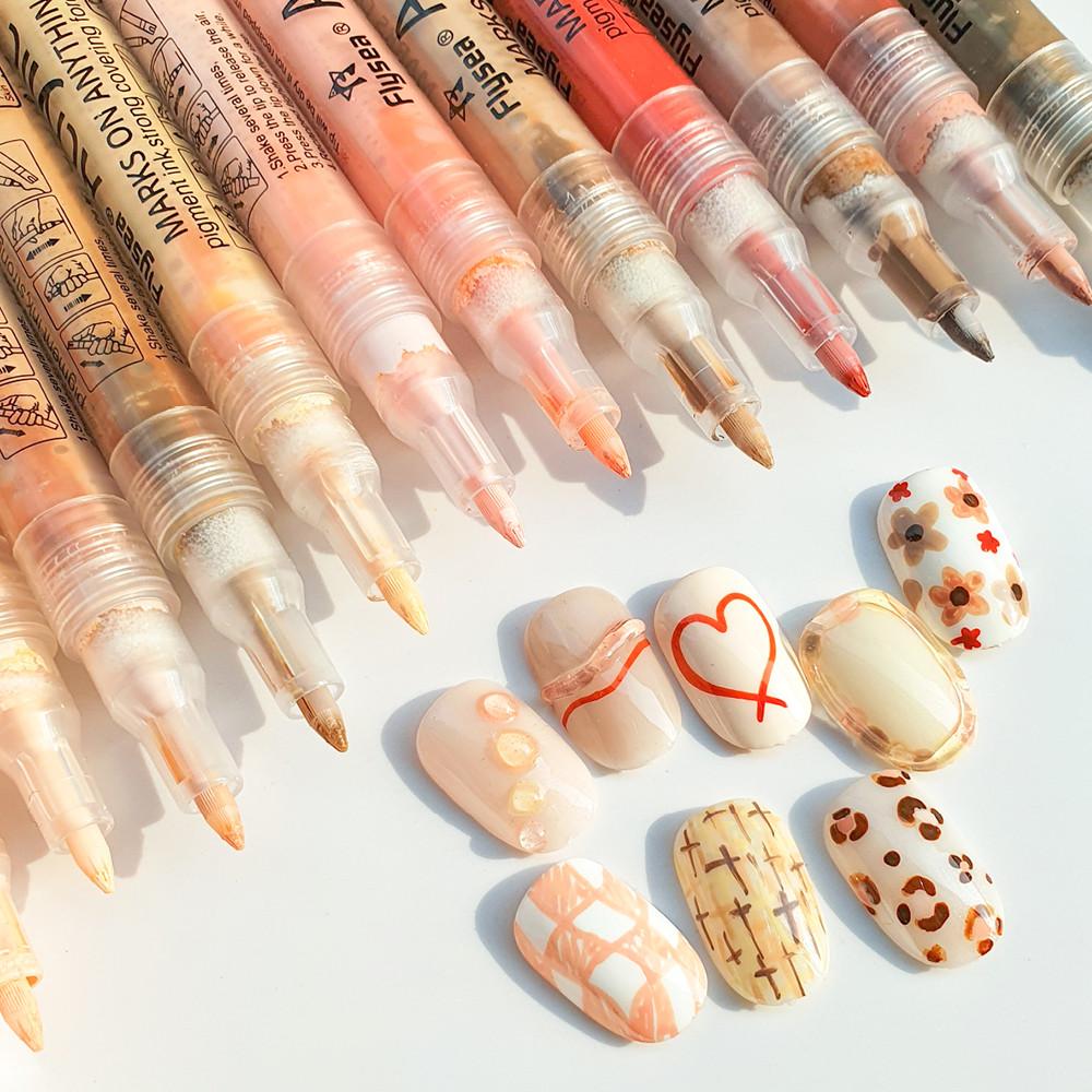 12색세트 가을 젤 네일 드로잉 펜 스킨 셀프 캐릭터 레진 아트 페디큐어 재료