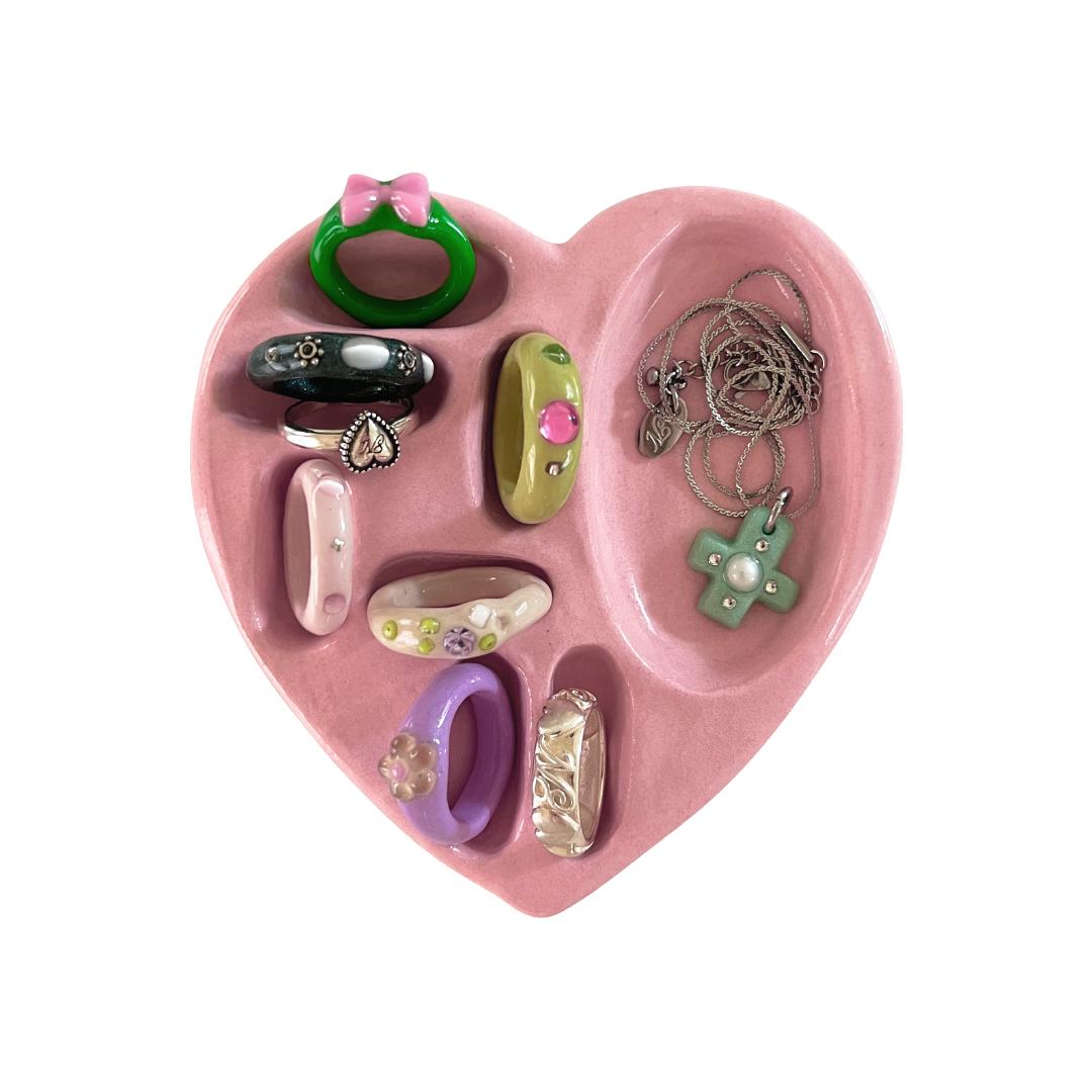 ceramic heart mix holder-powder pink
