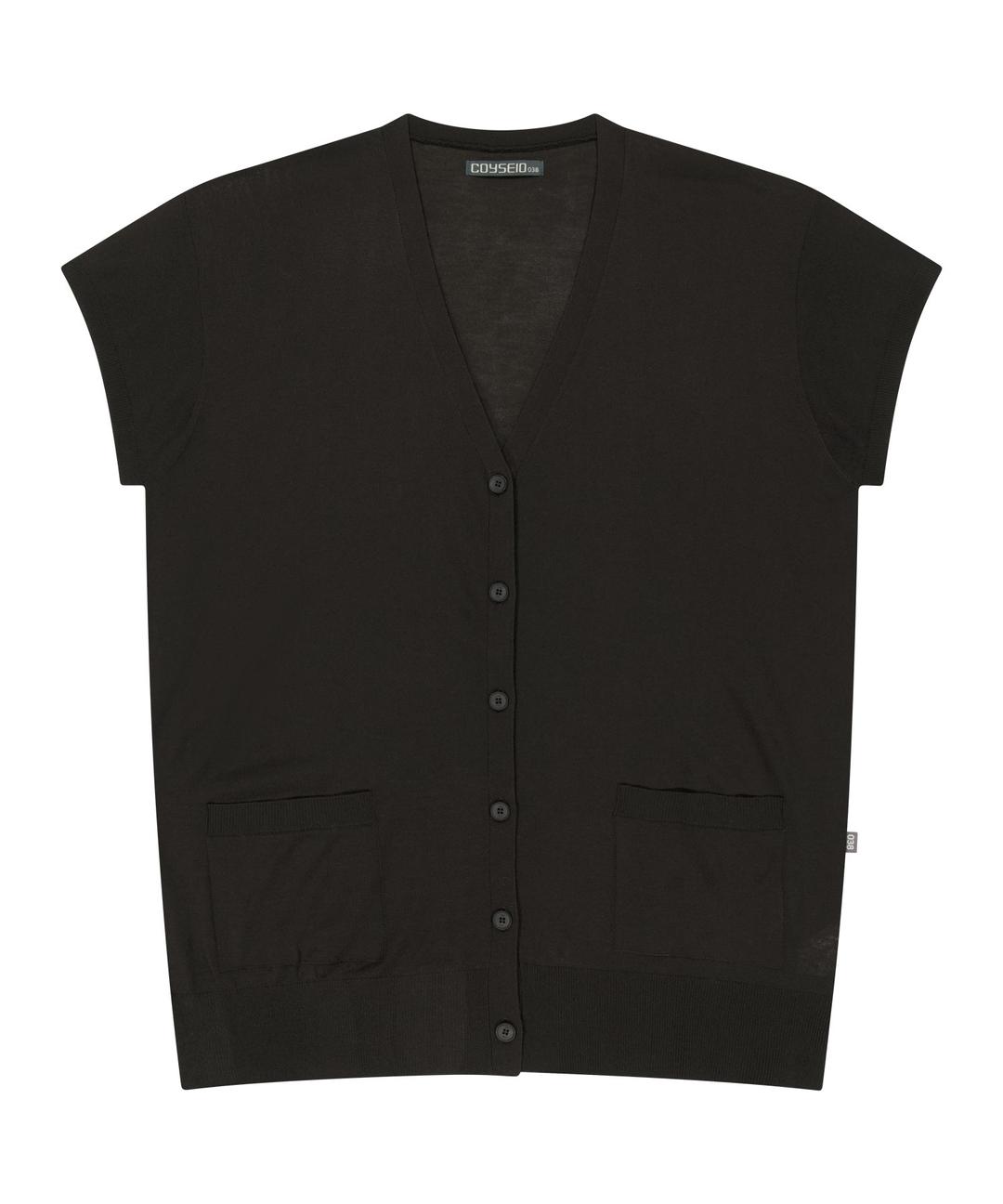 038 HALF SLEEVE CARDIGAN DARK BROWN