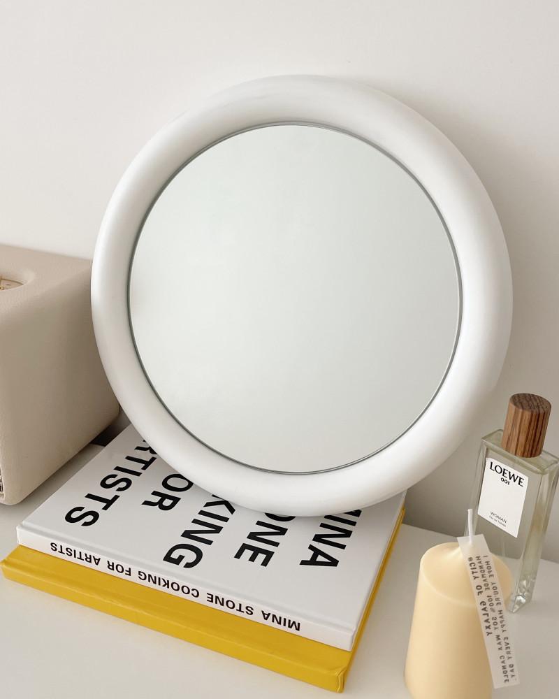 [모모피너츠] 소프트 볼드 라운드 거울 모던 레트로 화장대 책상 벽걸이 세면대 거울