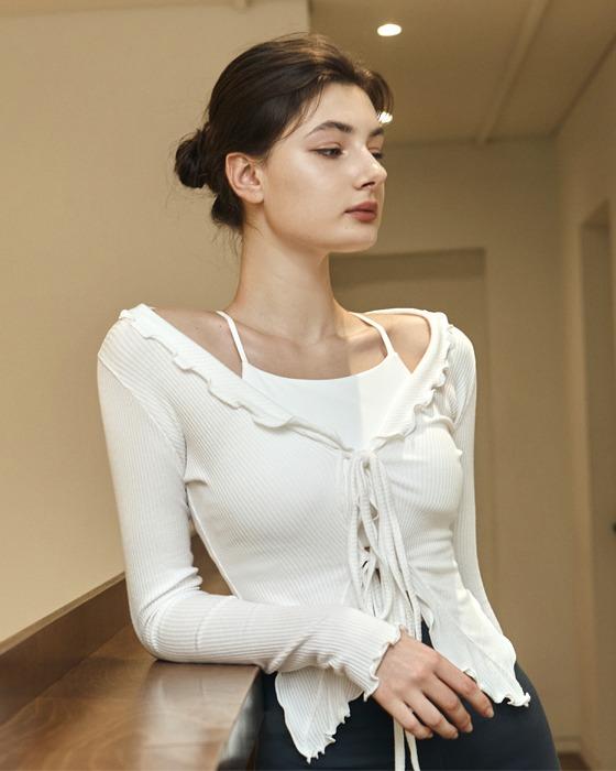 라일리 러플 리본 가디건DEVI-O0013-화이트