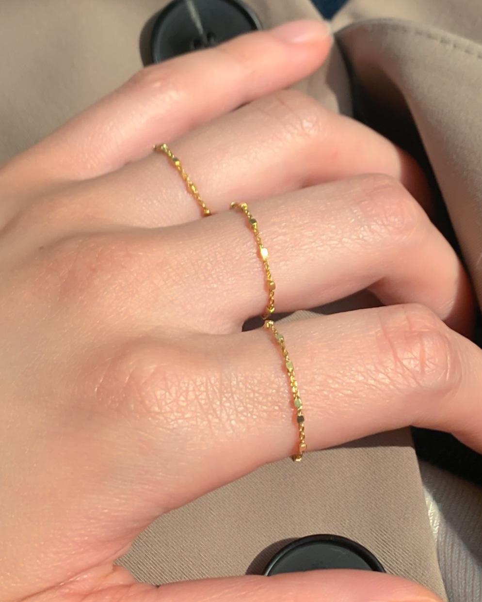 실버925 베이직 심플 사각 볼 체인 레이어드 실 반지 24