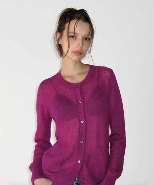 Mohair Sheer Cardigan, MAGENTA