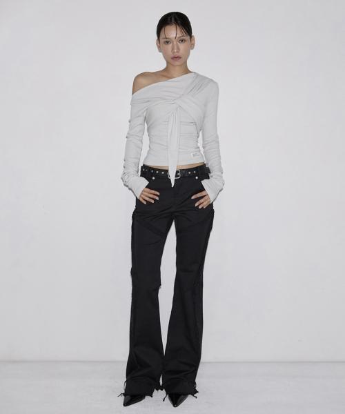 Drape Flow Tie Long Sleeve (dusty beige)