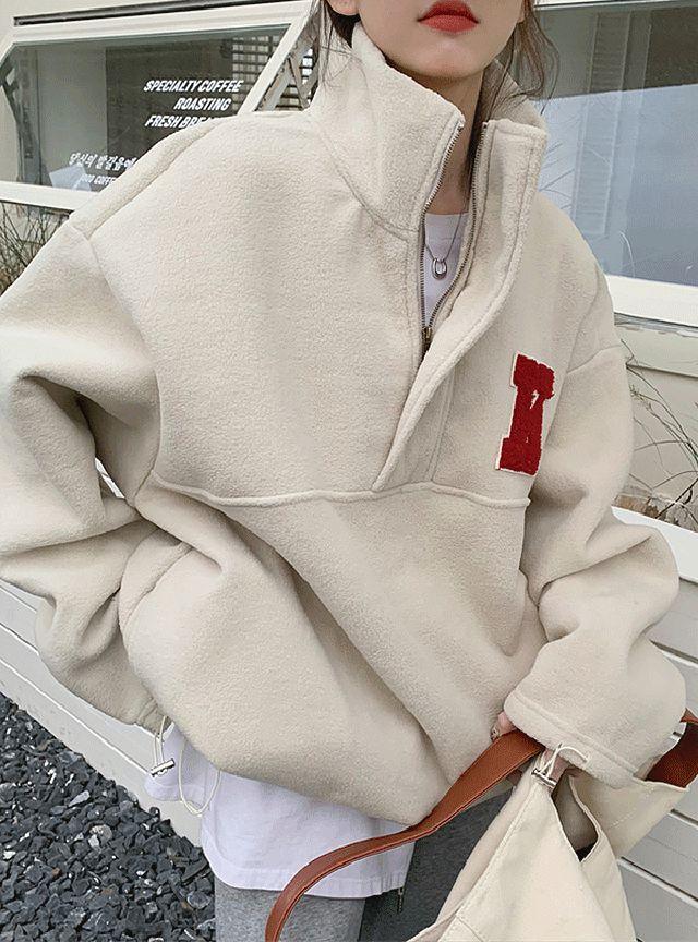 폴라폴리스 오버핏 반집업 맨투맨