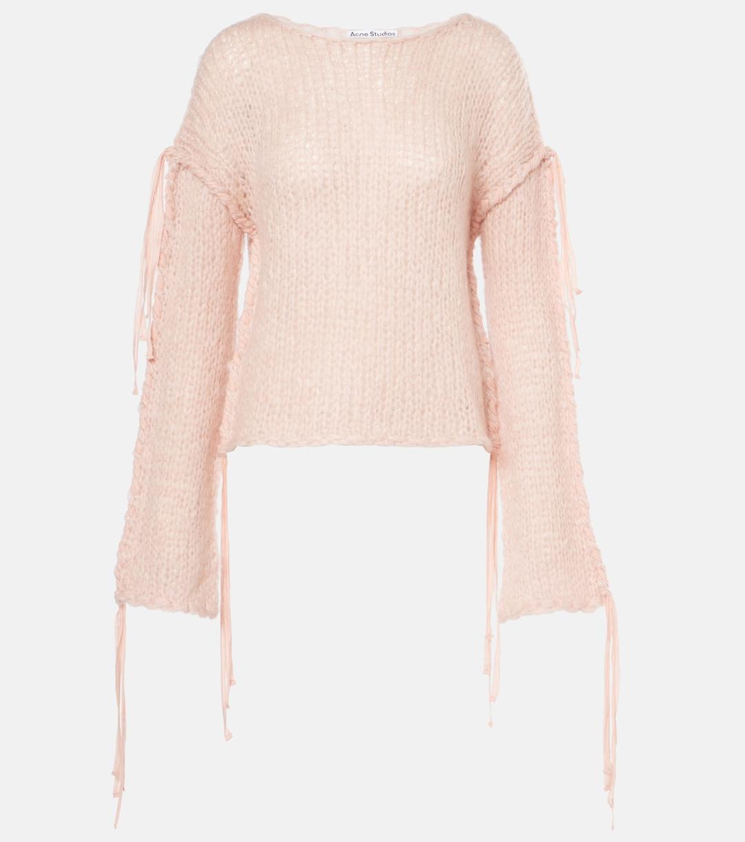 Cropped open knit sweater
