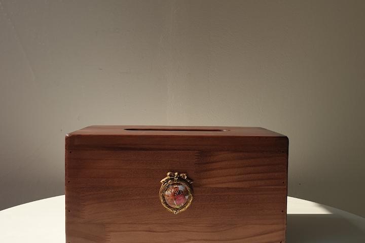 핸드메이드 원목 우드 각티슈 케이스 휴지 소품 소나무 명화