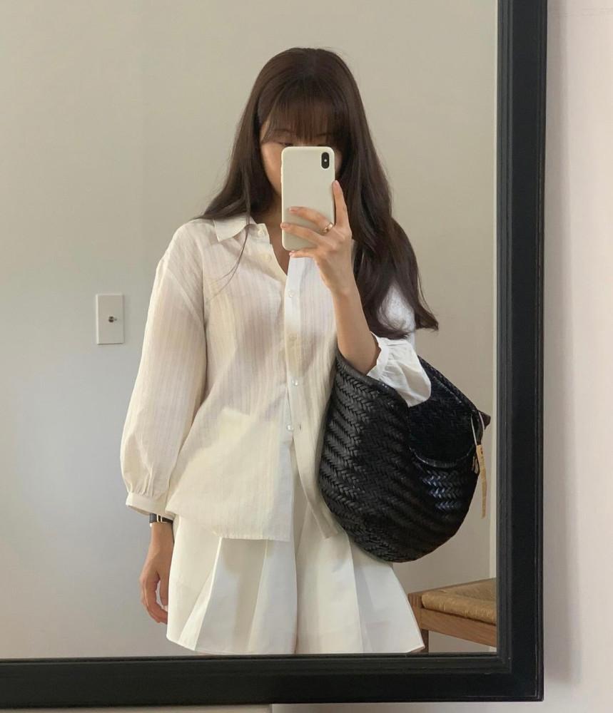 liter 리터 비비퍼프 셔츠 8부 카라 sh