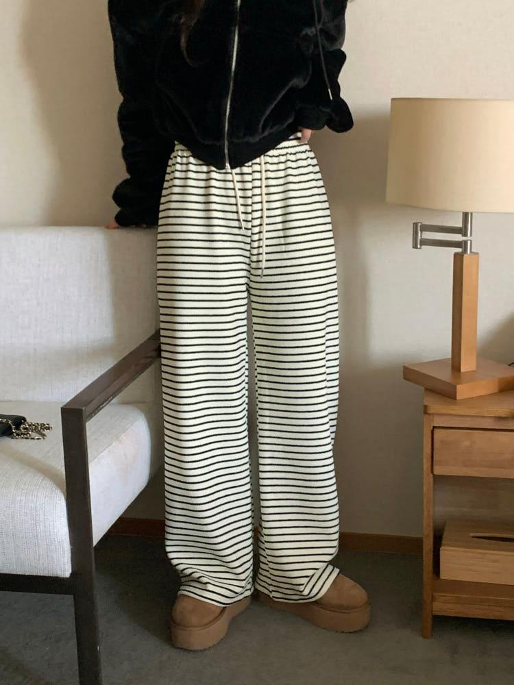 [러블리/하체커버] 타니 스트라이프 밍크 밴딩 팬츠 (2color)