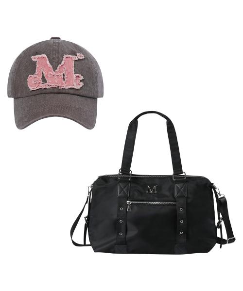 빈티지 워싱 아플리케 볼캡 + 도호 메탈 로고 4웨이 펀칭 아일렛 토트백 SET