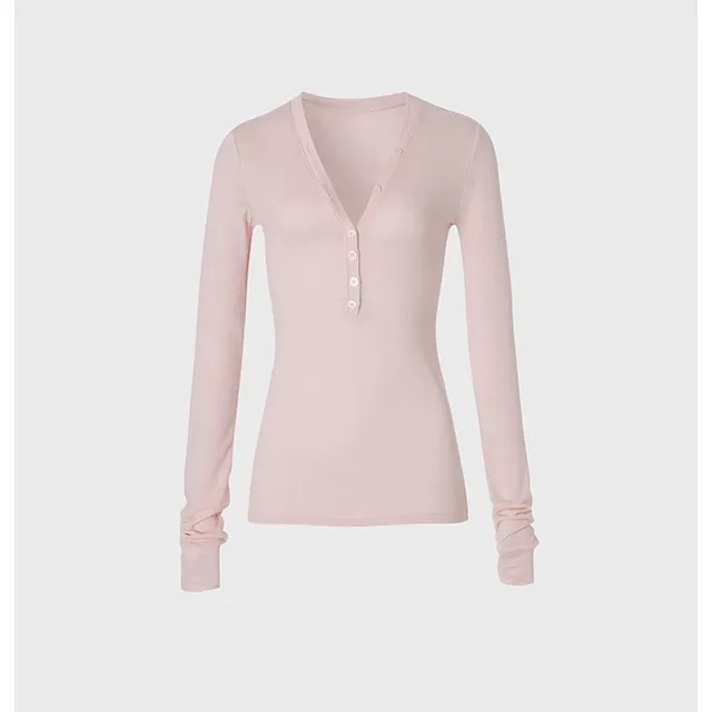 pink snap long sleeve t-shirt