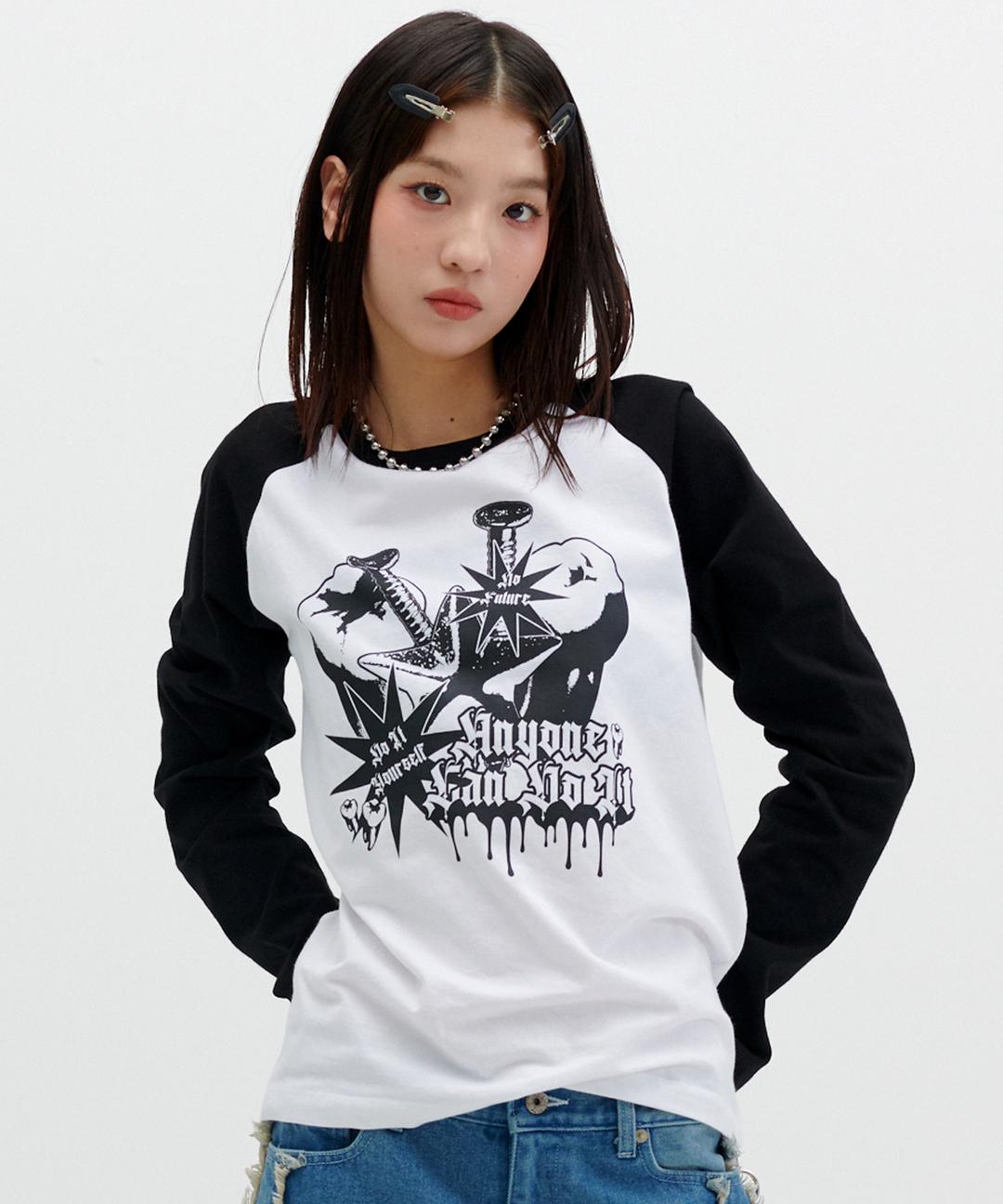 TOOTH RAGLAN LONG SLEEVE TEE [WHITE]