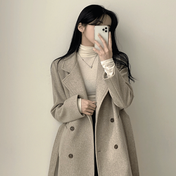 [백화점퀄리티!/도톰,따뜻] 내가 찾던 기본핏, 더블 벨트 롱코트 (4color)