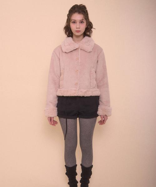 BUNNY SHEARLING COAT-PINK