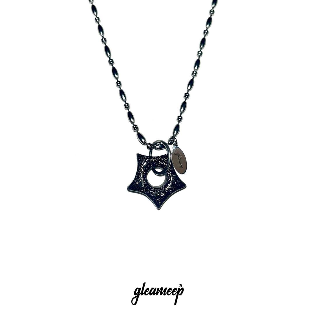 gleaming little star necklace [black pearl]