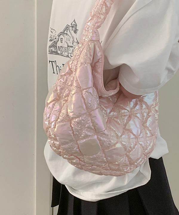 무료배송 컬러풀 패브릭 쿠션 퀼팅 숄더백 (화이트,핑크,블랙,블루,그린)