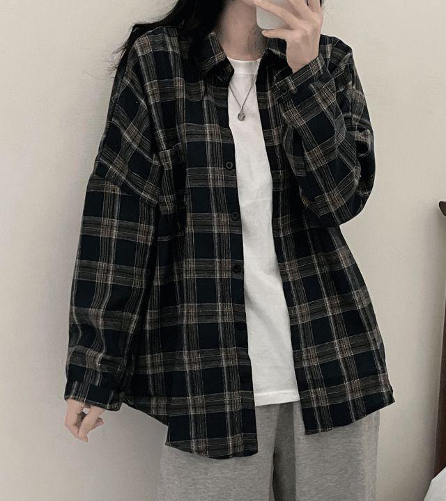 [데일리/루즈핏!]타로체크루즈핏셔츠남방(4color)